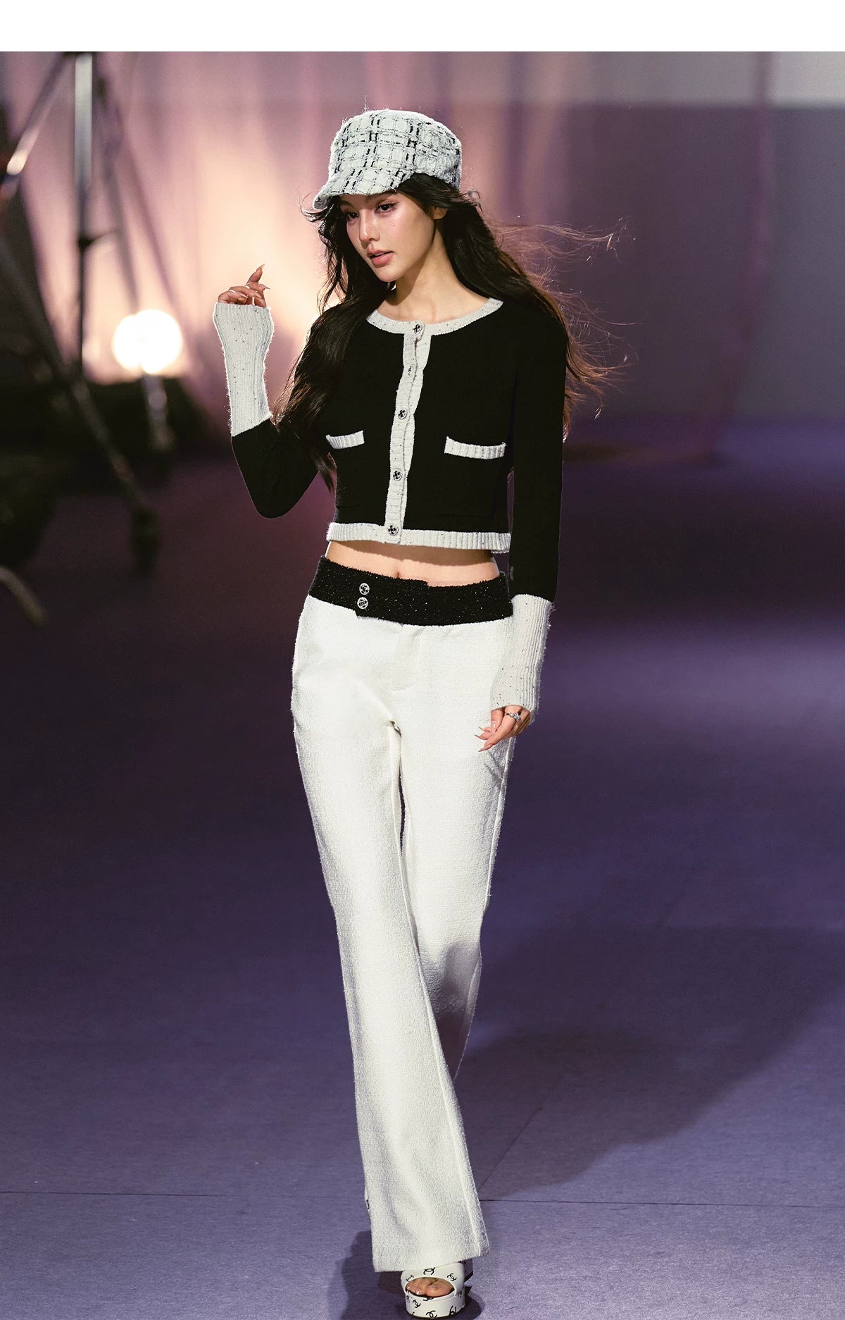 Wide-Waist Subtle Flared Tailored Trousers