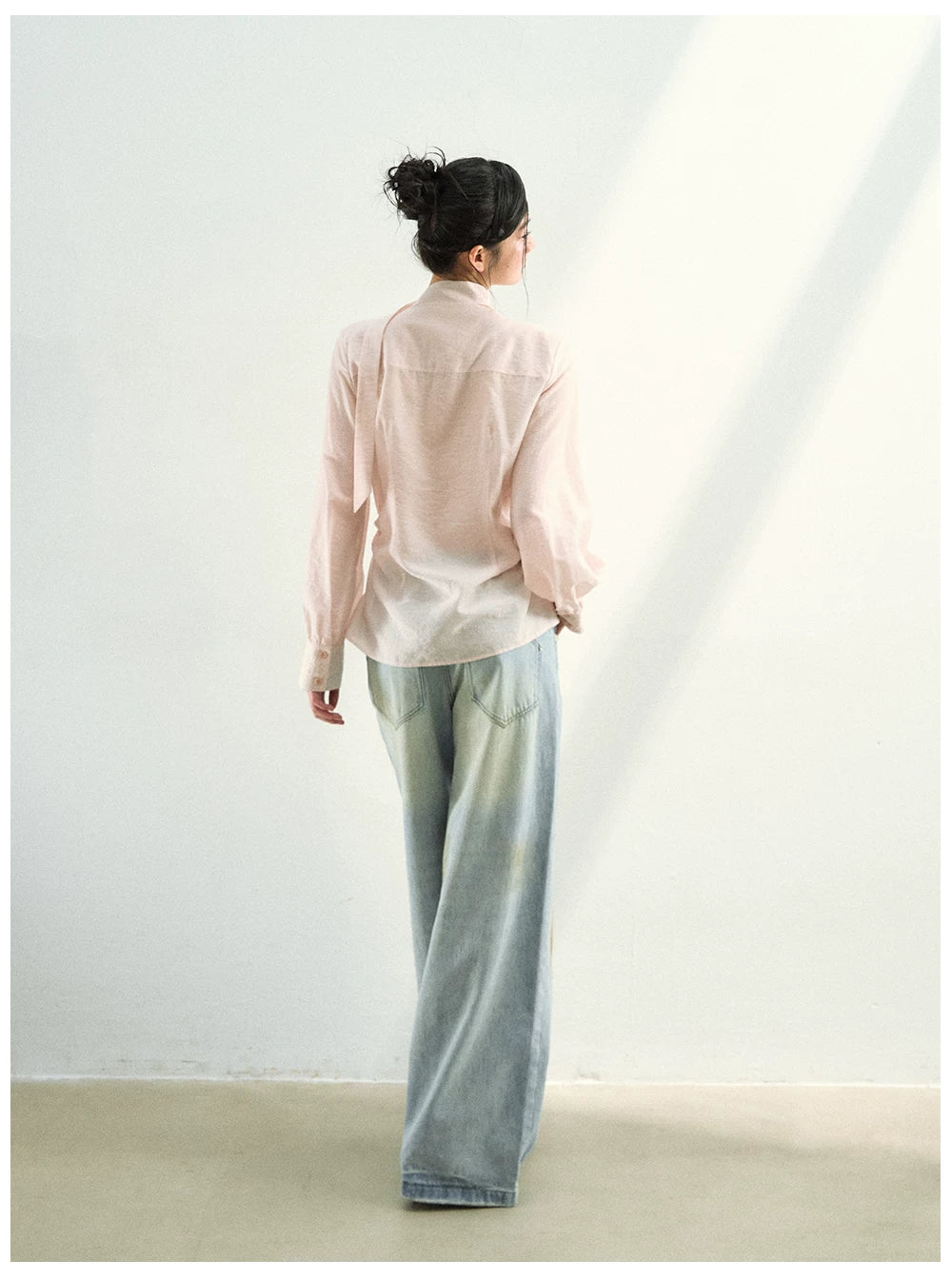 Lace Ruffle Tie Blouse