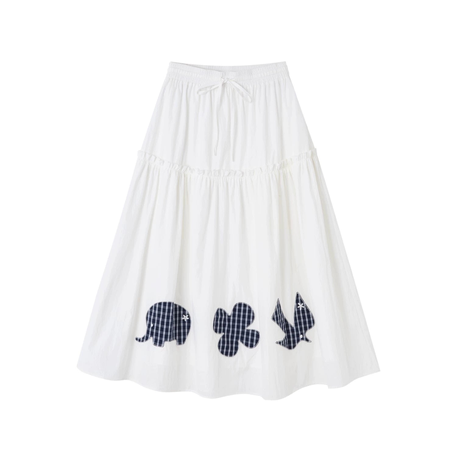 Pleated Patchwork Midi Skirt