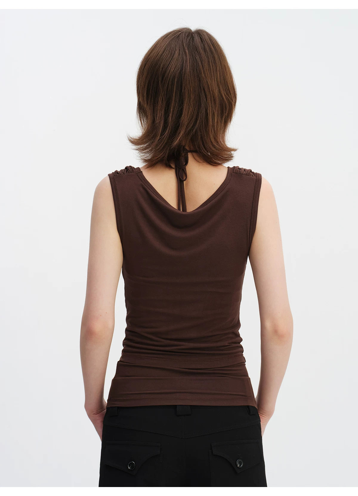 Layered Modal Off-Shoulder Draped T-Shirt