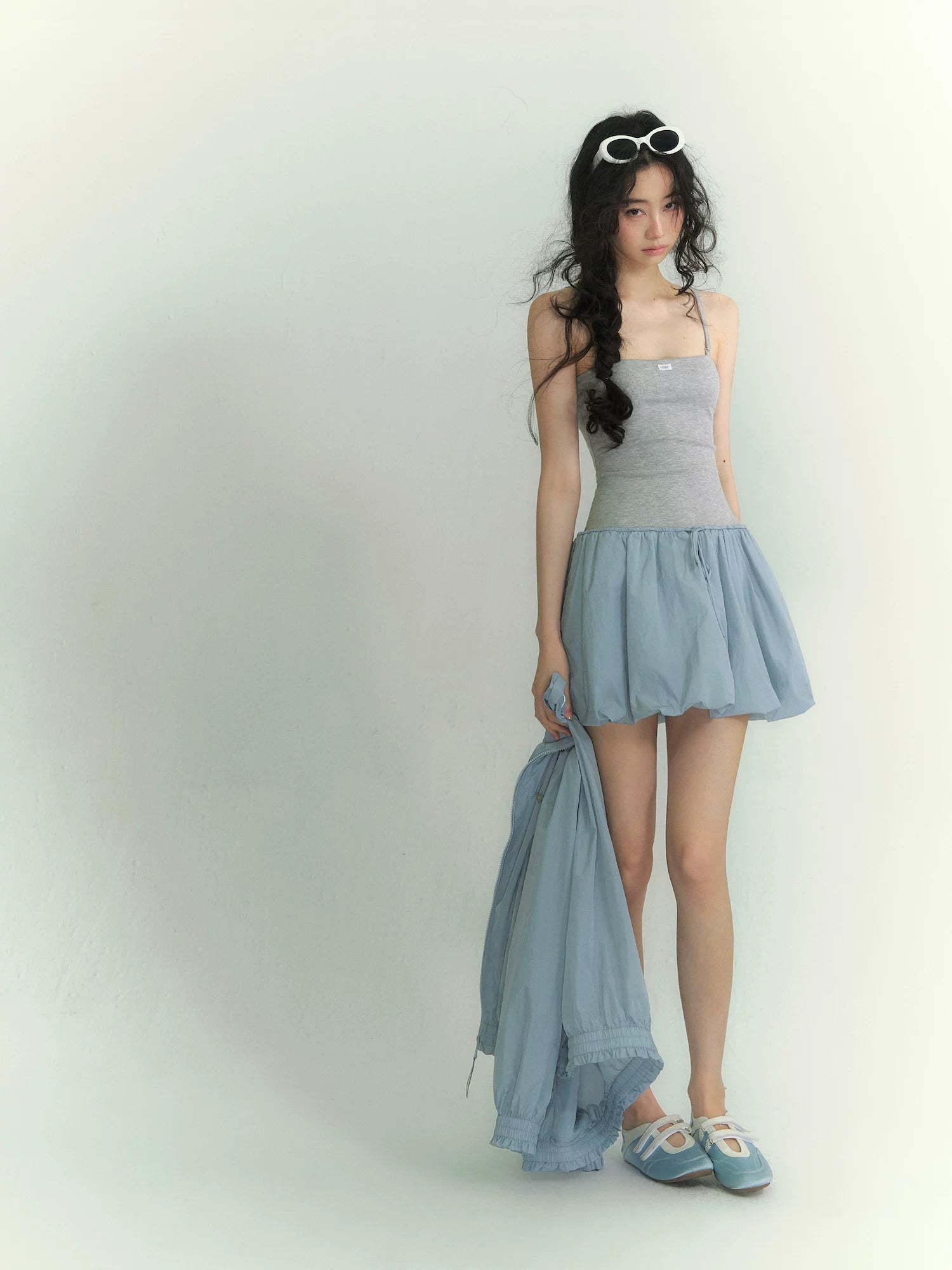Floral Patchwork Casual Jacket & Bubble Dress Set