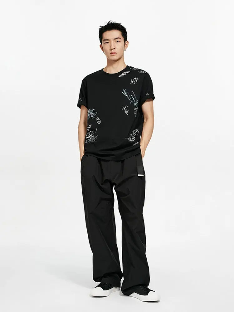 Graffiti Print Short Sleeve T-Shirt - CHINASQUAD