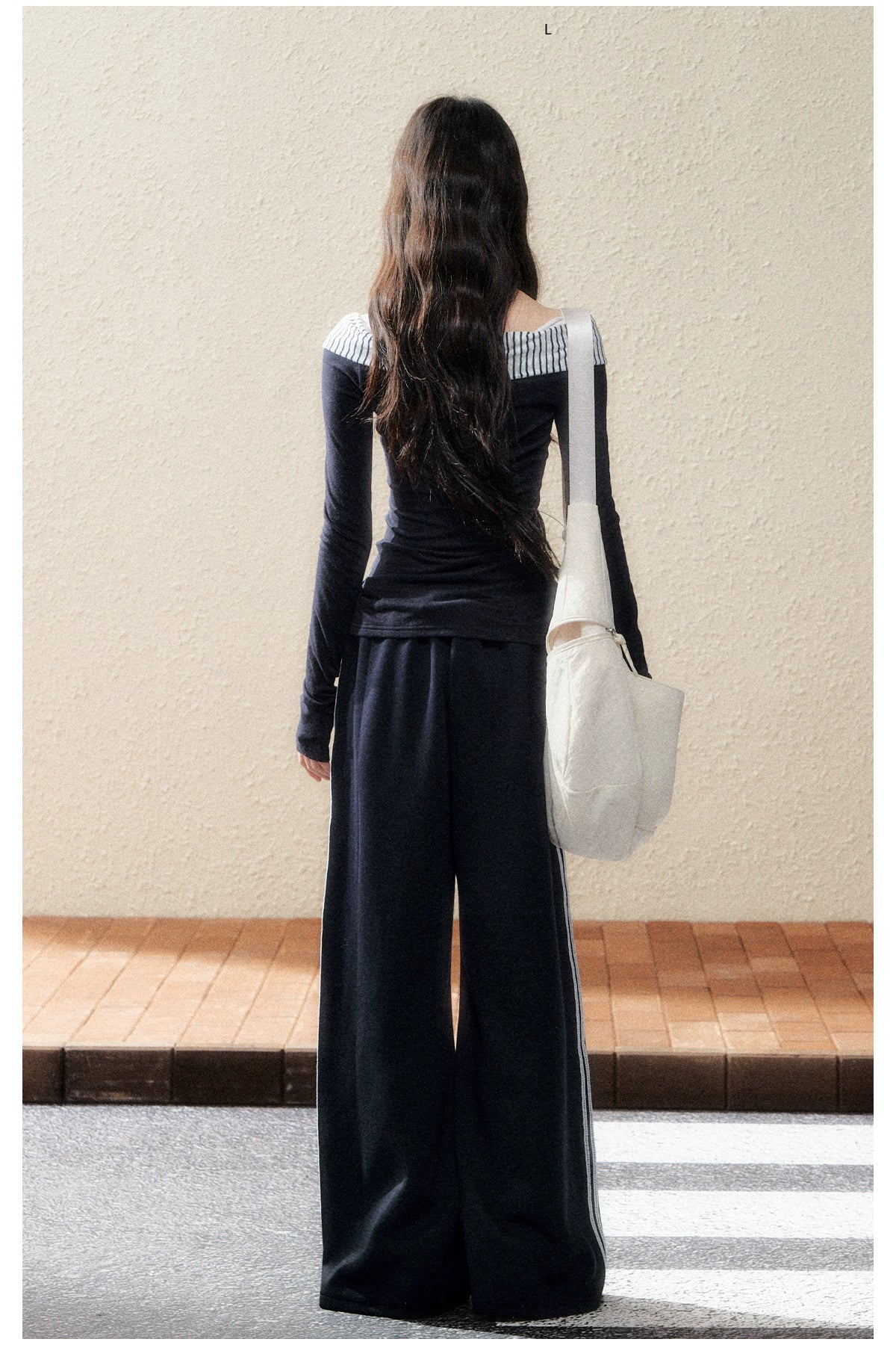 Navy Sailor-Collar Contrast Stripe Knit T-shirt - CHINASQUAD