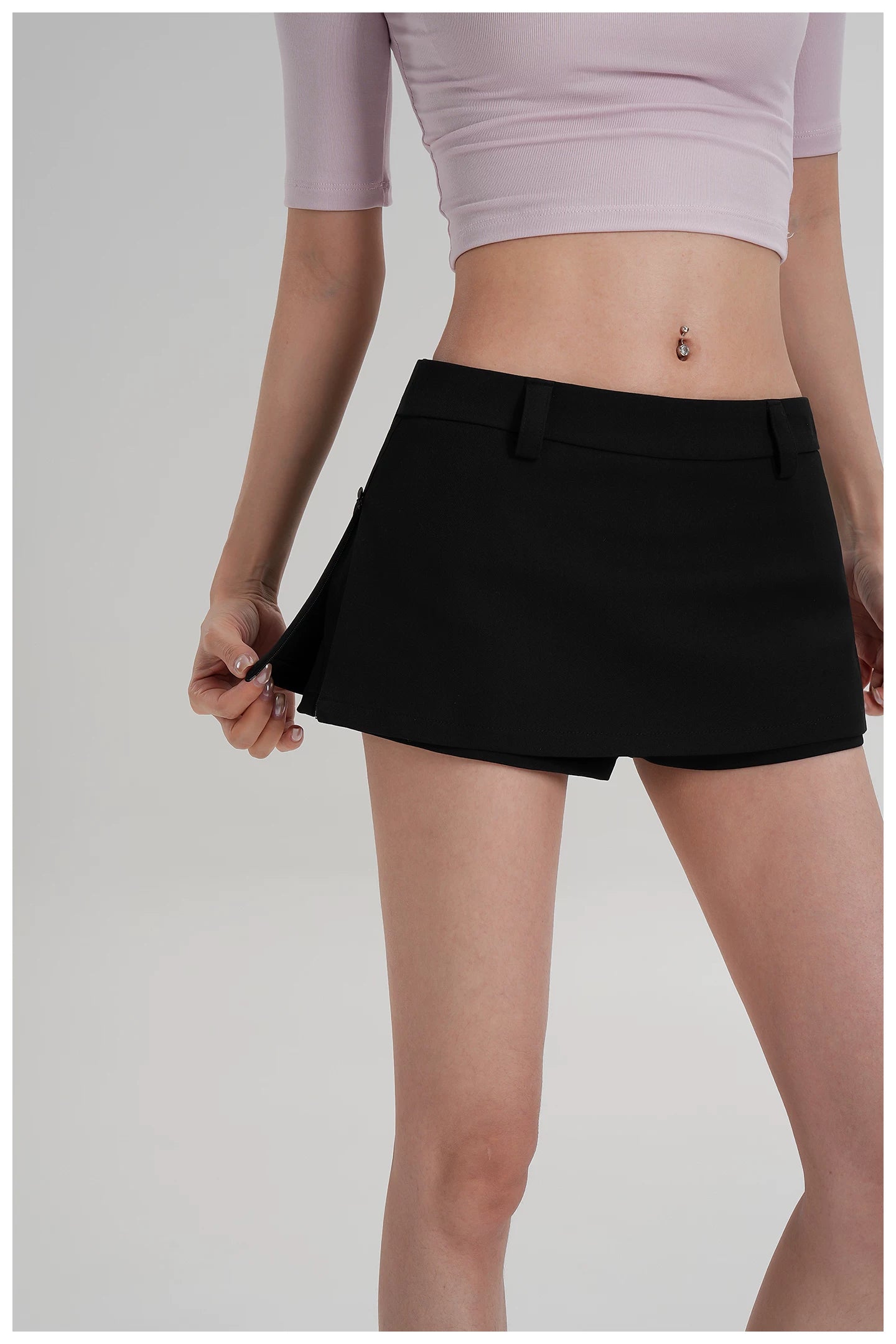 Minimalist Side-Zip Skort Mini Skirt