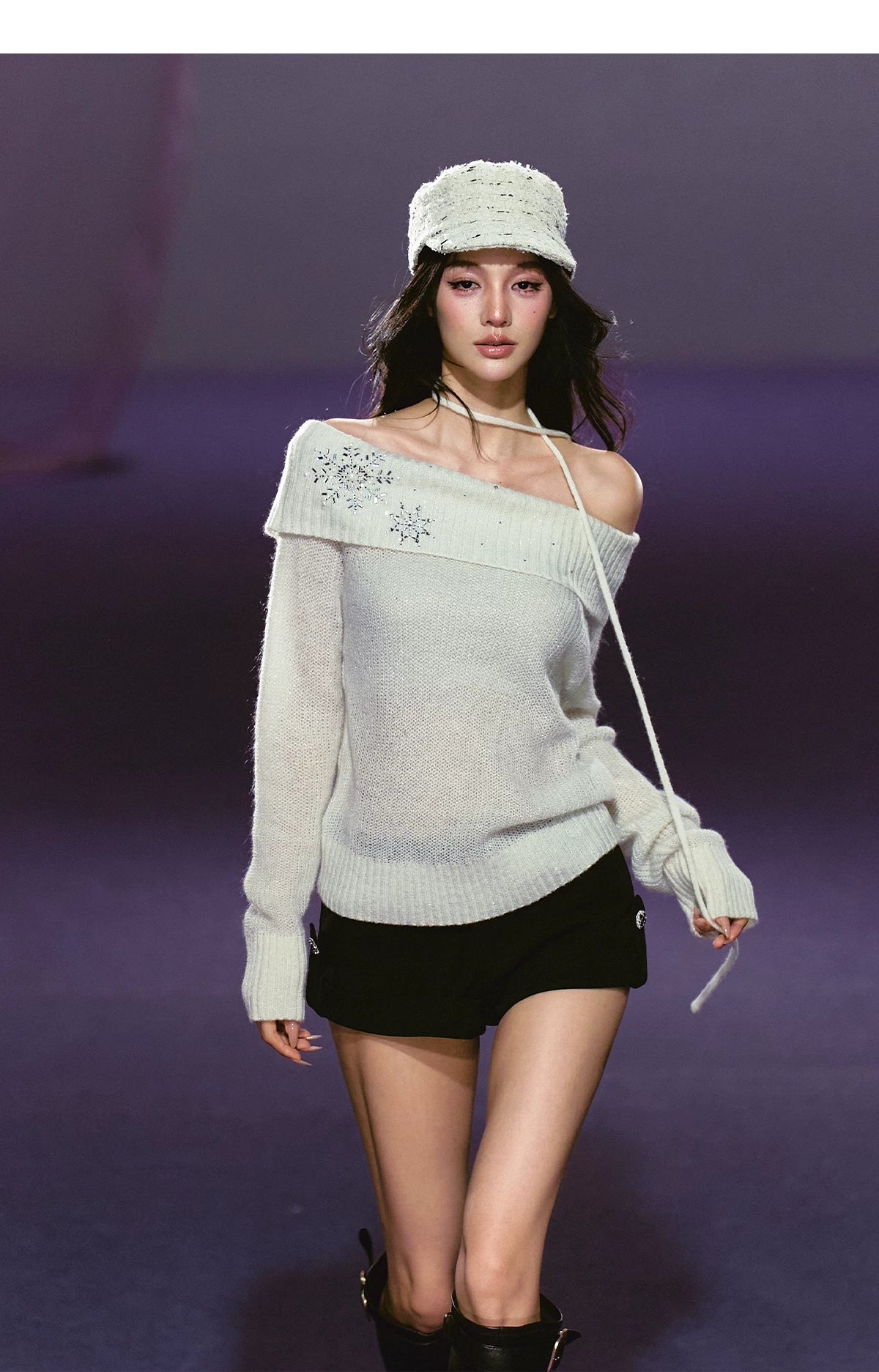 Tailored Rolled-Hem Mini Tweed Shorts