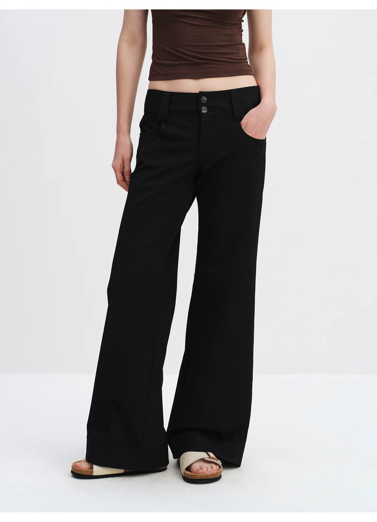 Low-Rise Wide-Leg Tailored Trousers