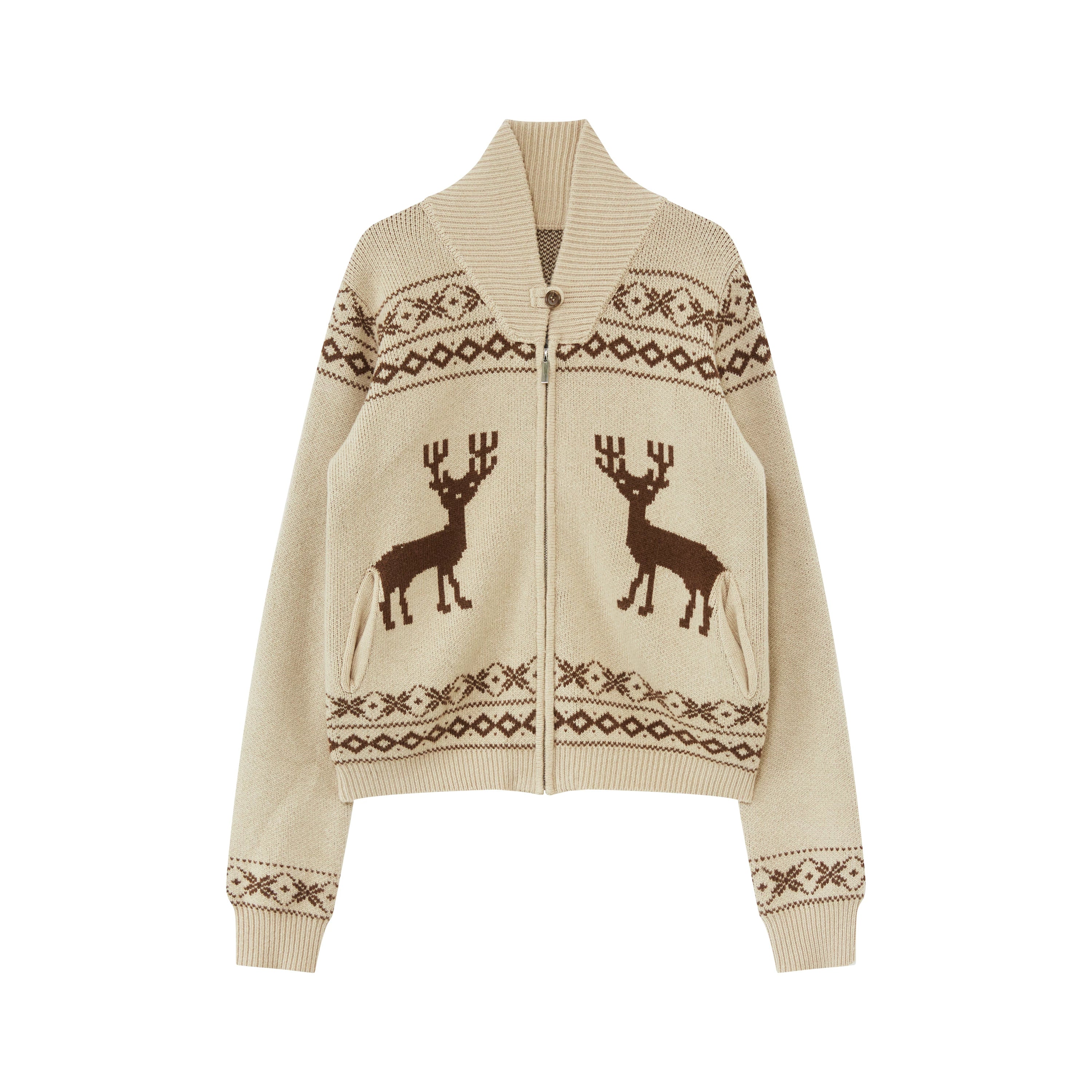 Vintage Fair Isle Wool Knit Cardigan