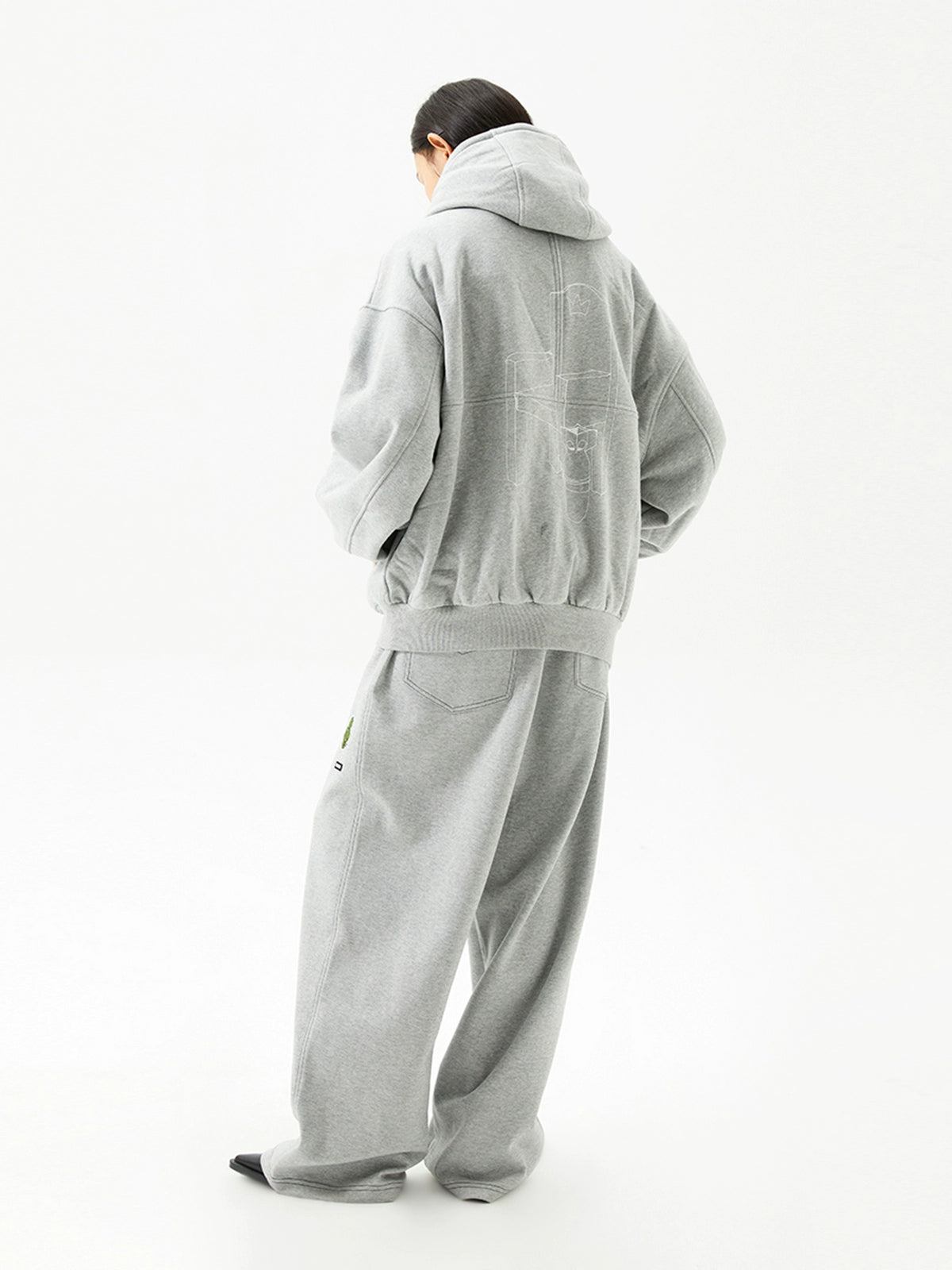 Gray Printed Hoodie Loose Thick Jacket - CHINASQUAD