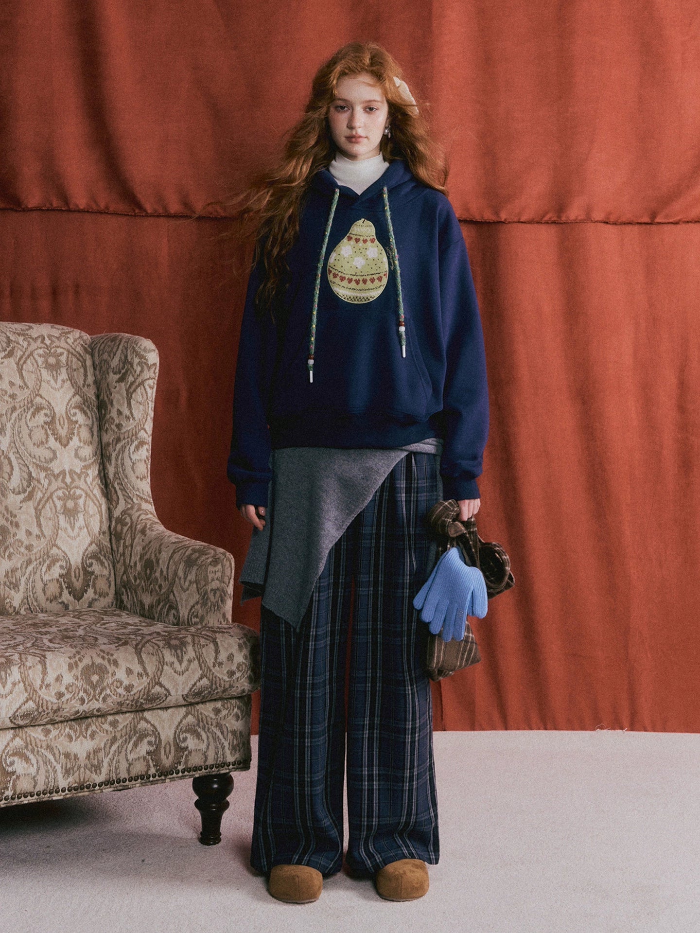 Brushed Fair Isle Knit Hoodie