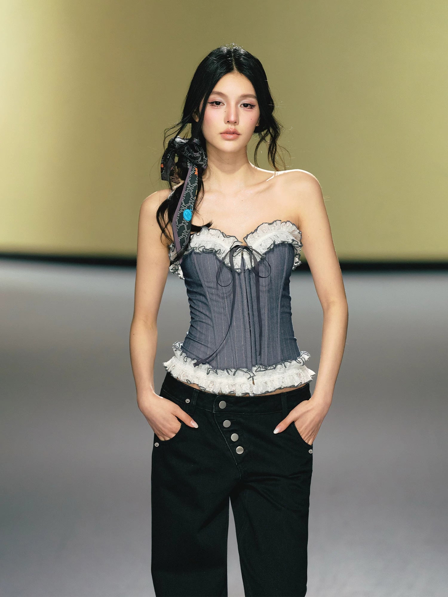 Blue & Gold Striped Corset