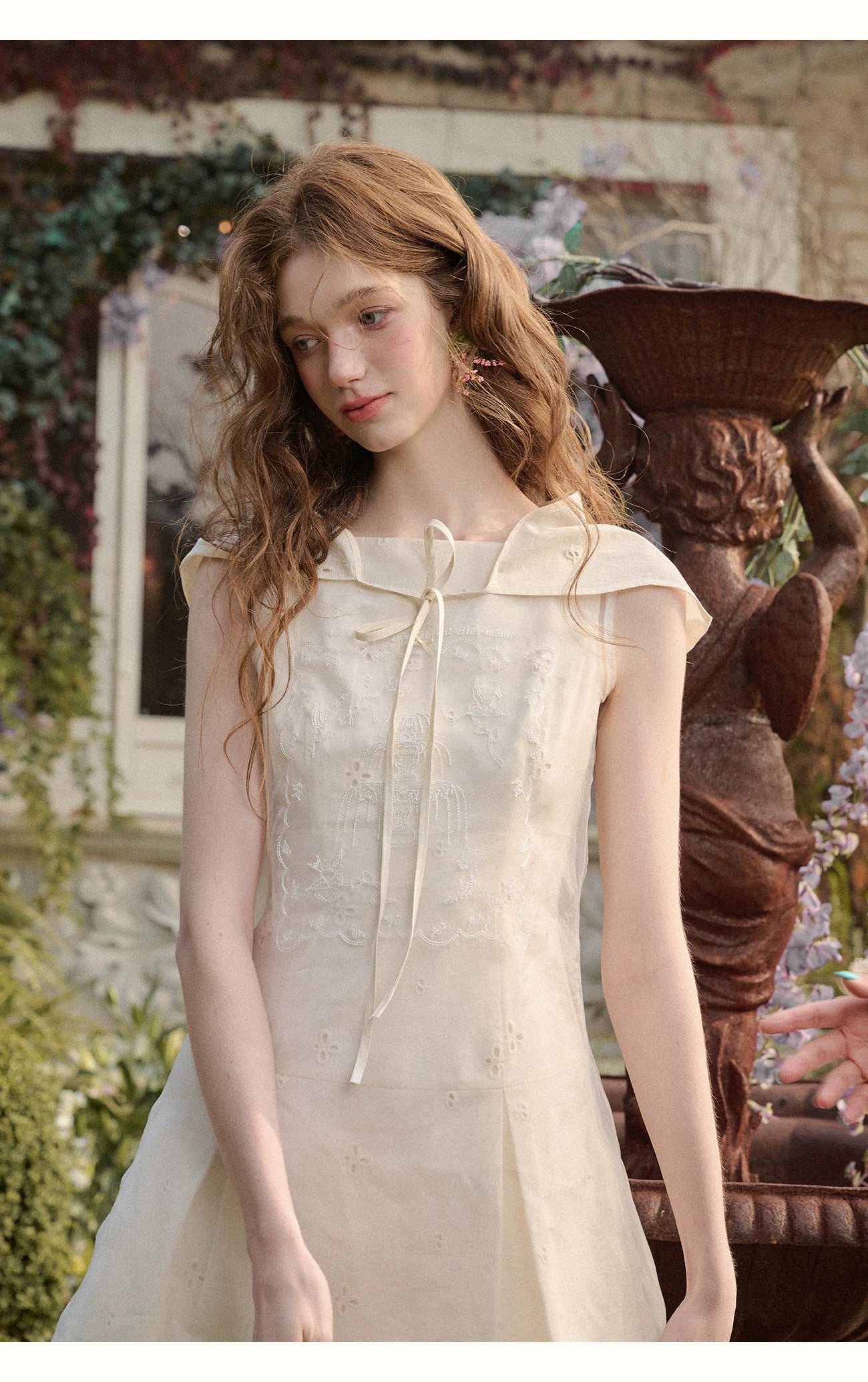 Sky Island Embroidered Layered White Dress