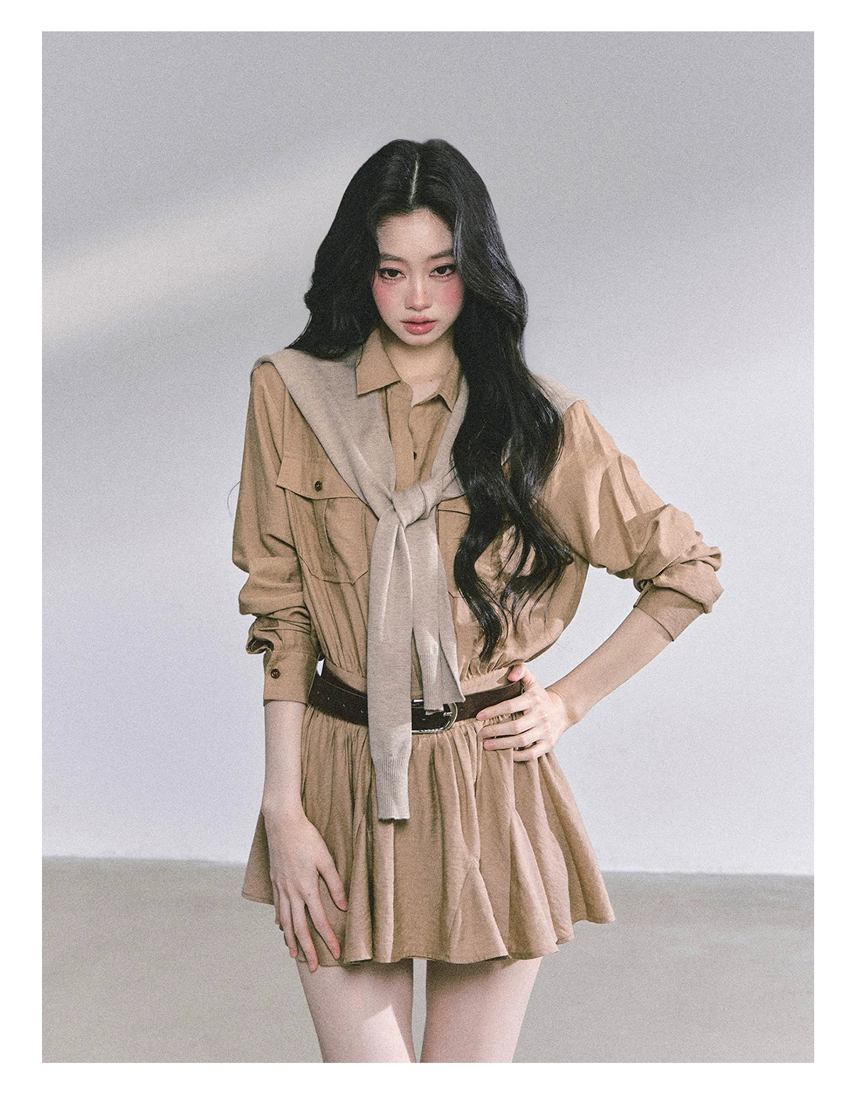 Elevated Hepburn-Style Utility Mini Dress