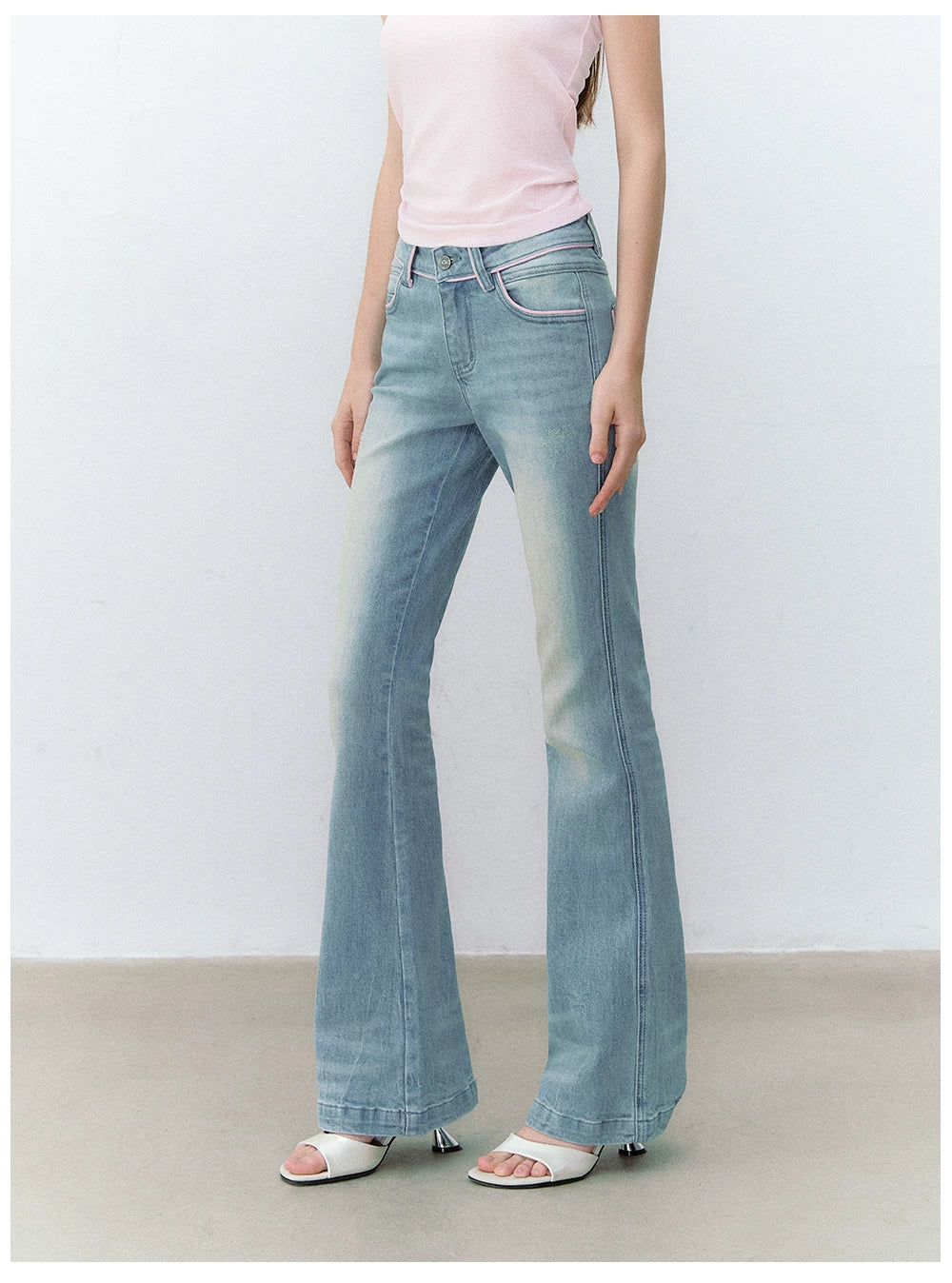 Retro Gradient Cat Whisker Flared Jeans