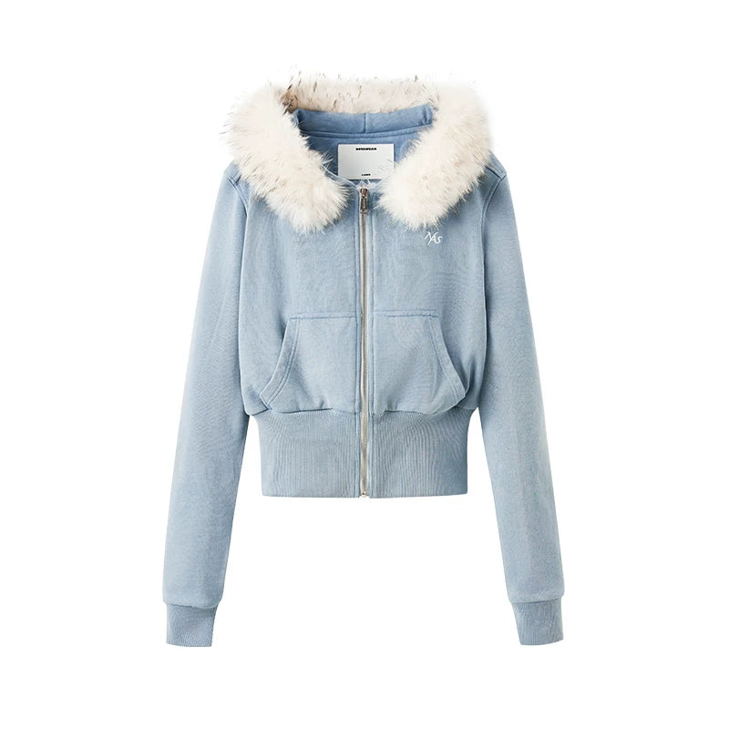 Faux Fur Collar Hooded Cotton Jacket