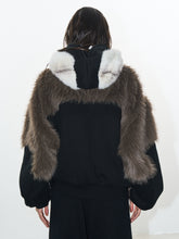 Brown Colorblock Hooded Winter Fleece Coat - CHINASQUAD
