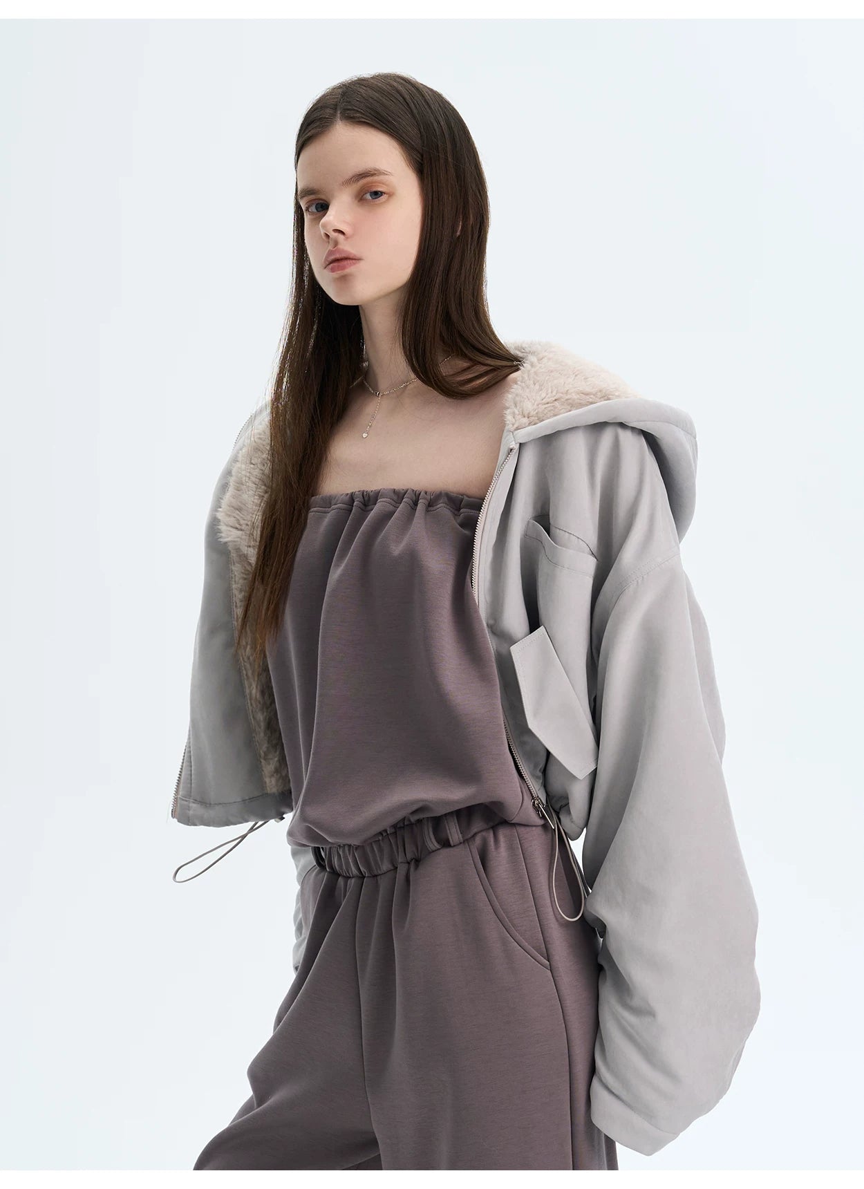 Retro Eco Faux-Fur Cropped Hooded Parka