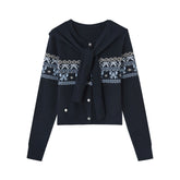 Fair Isle Bow Layered Knit Sweater - CHINASQUAD