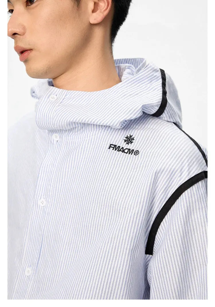 Hooded Striped Shirt Jacket - CHINASQUAD