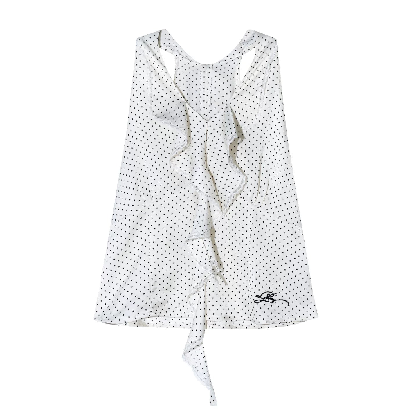 Polka Dot Lace Ruffle V-Neck Camisole