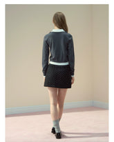 Grey Ruffle Collar Knit Cardigan - CHINASQUAD