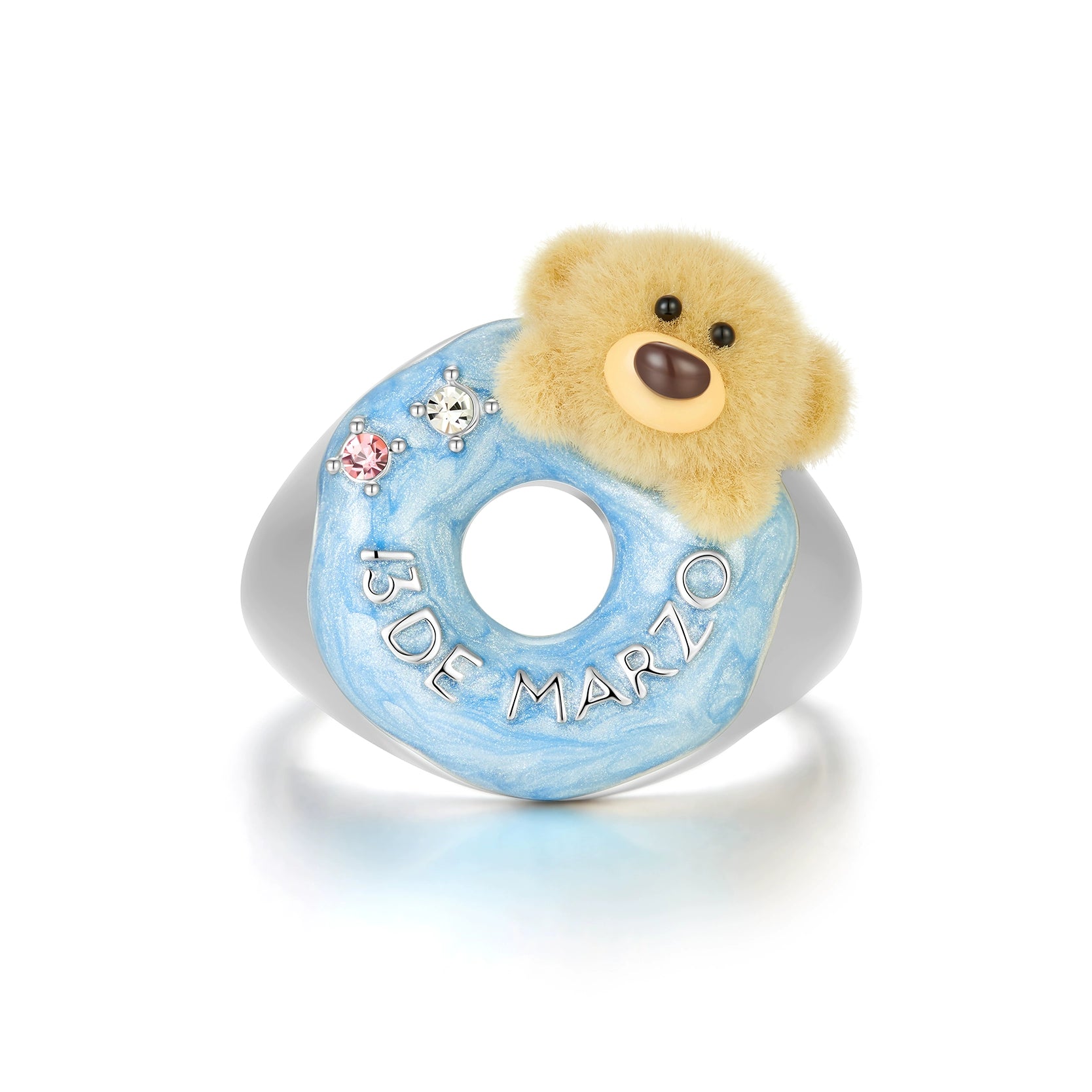 Blue Donut Teddy Ring