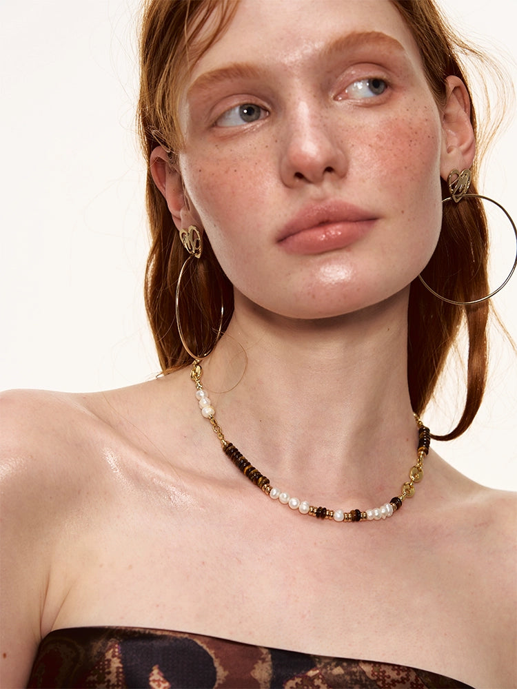 Tiger Eye Baroque Pearl Necklace - CHINASQUAD