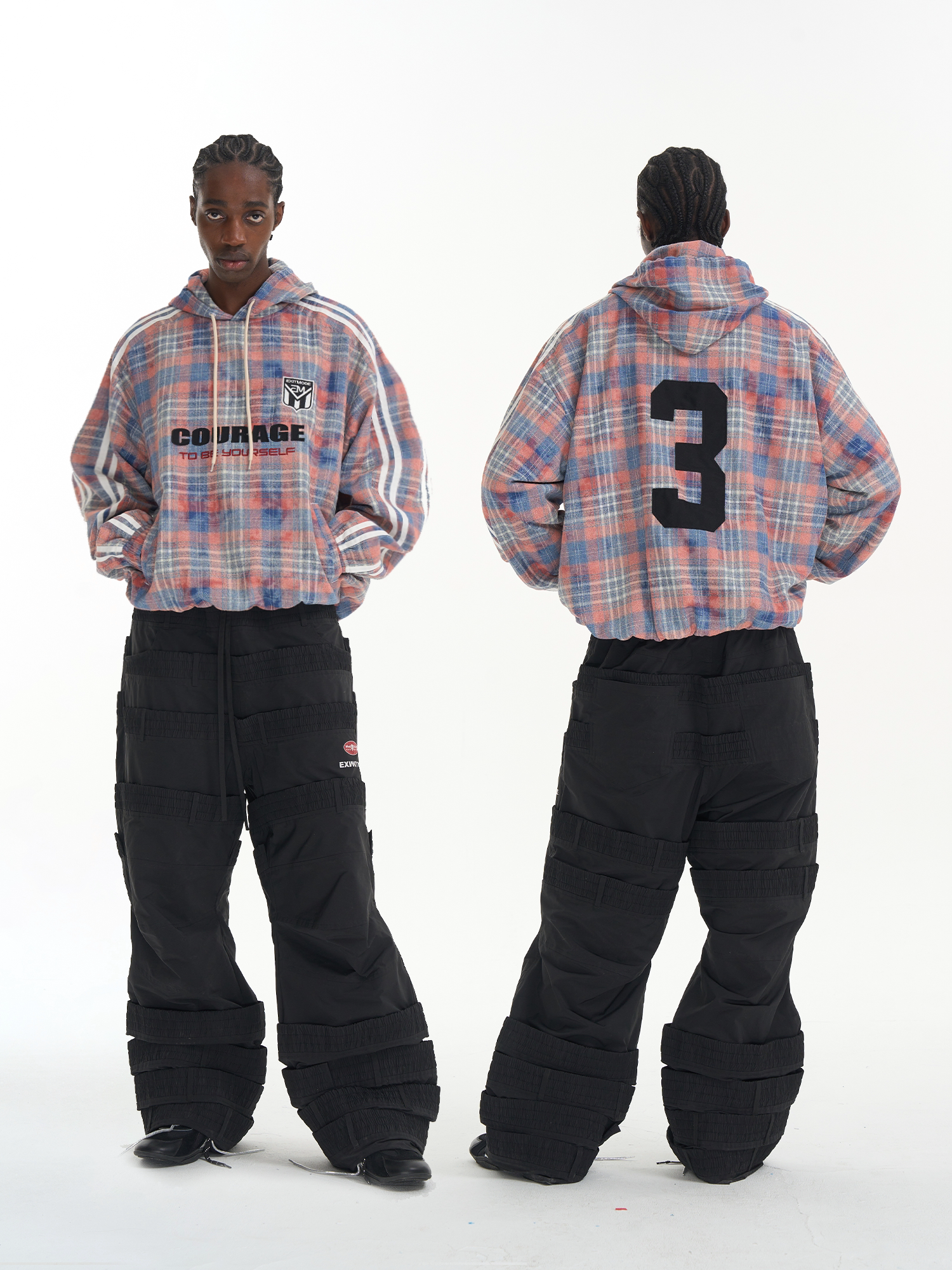 Plaid Color-Block Sport Hoodie