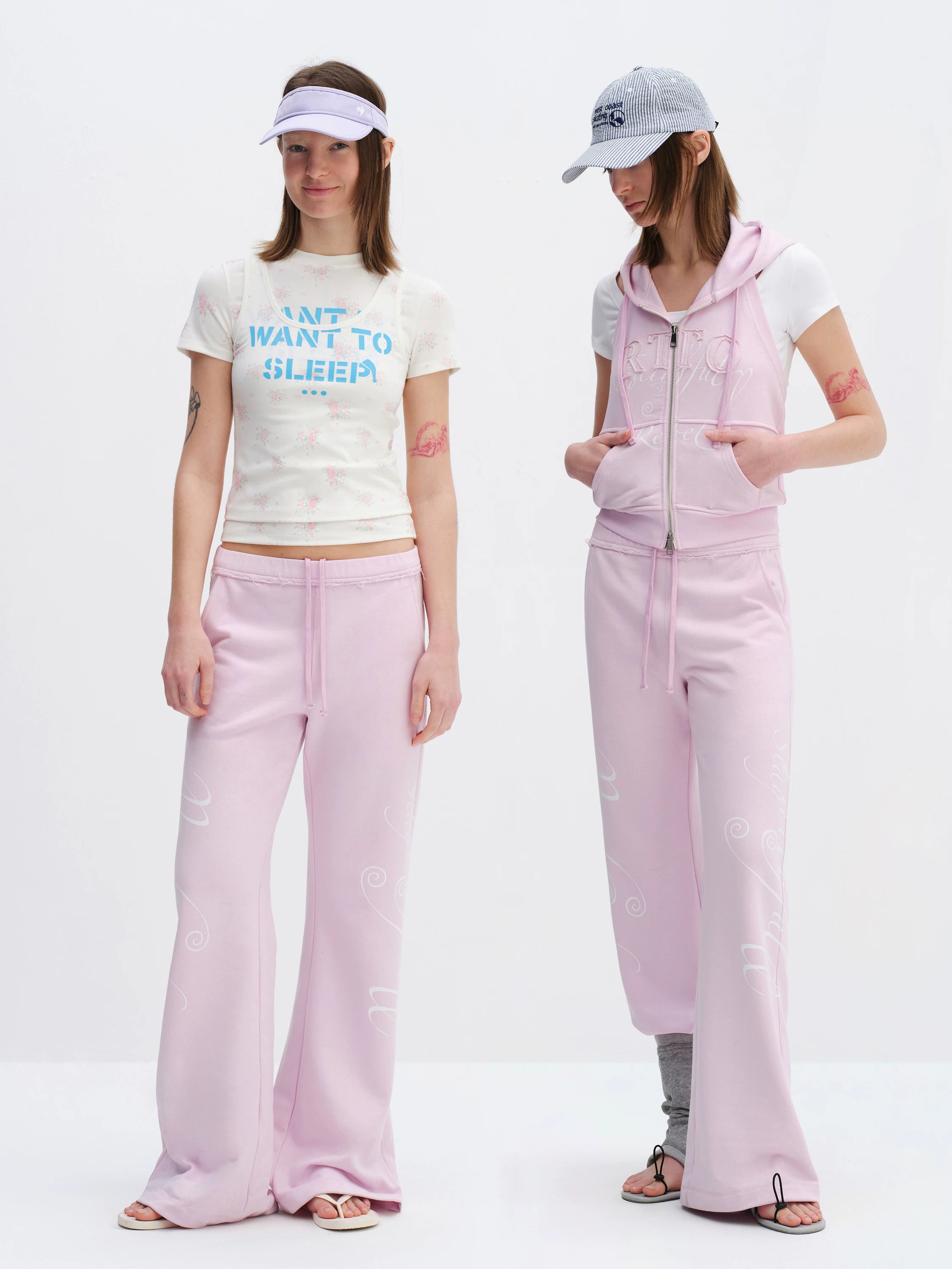 Rebel Script Print Relaxed Flared Sweatpants