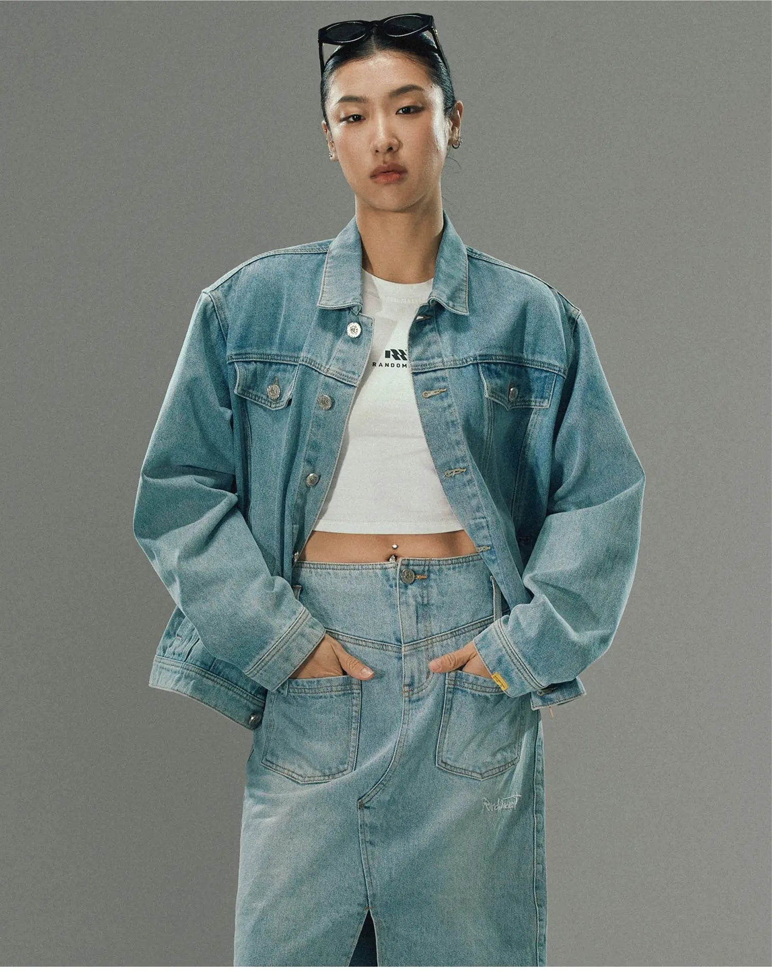 Text Embroidered Denim Jacket - CHINASQUAD