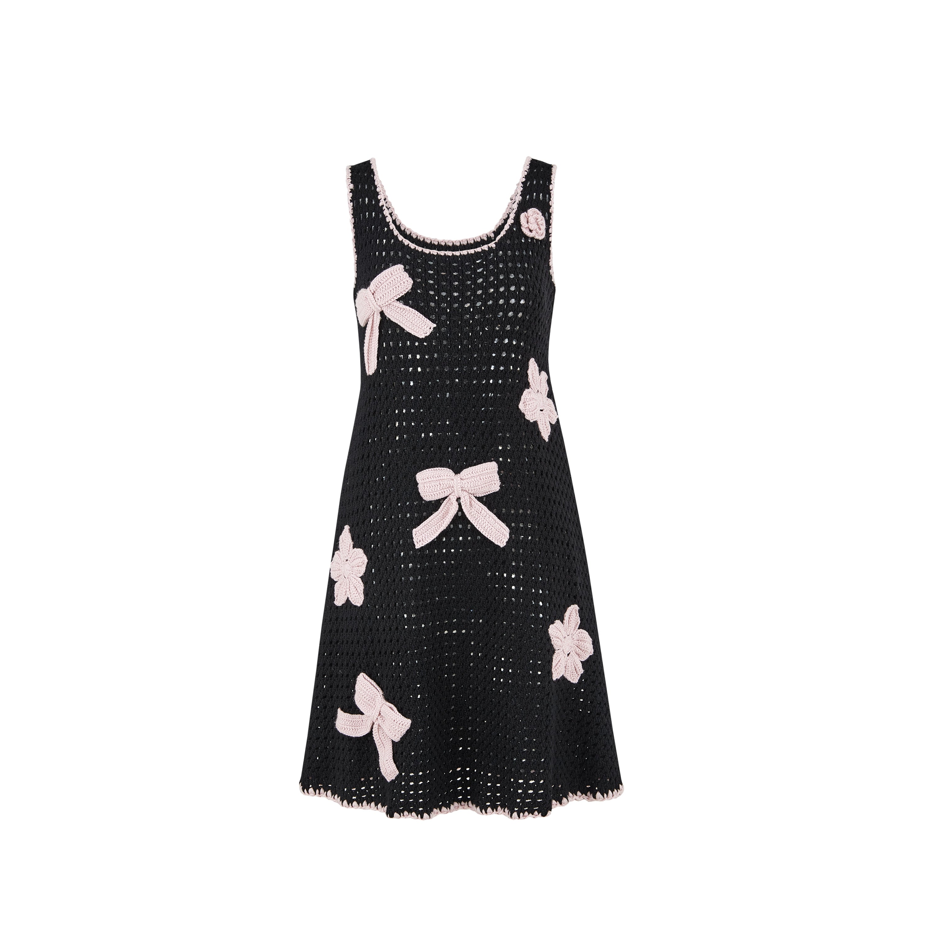 Crochet-Effect Knit Dress