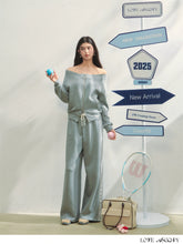 Off-Shoulder Zip-up Sweatshirt & Pants Set - CHINASQUAD