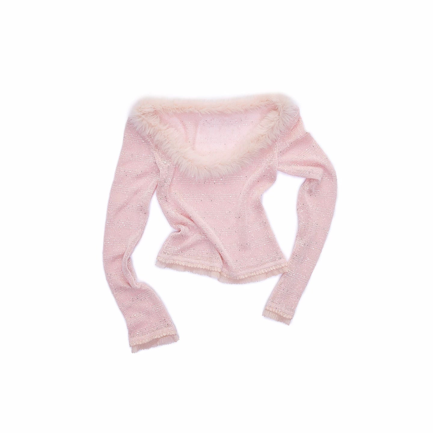 Off-Shoulder Sequin Knit Crewneck