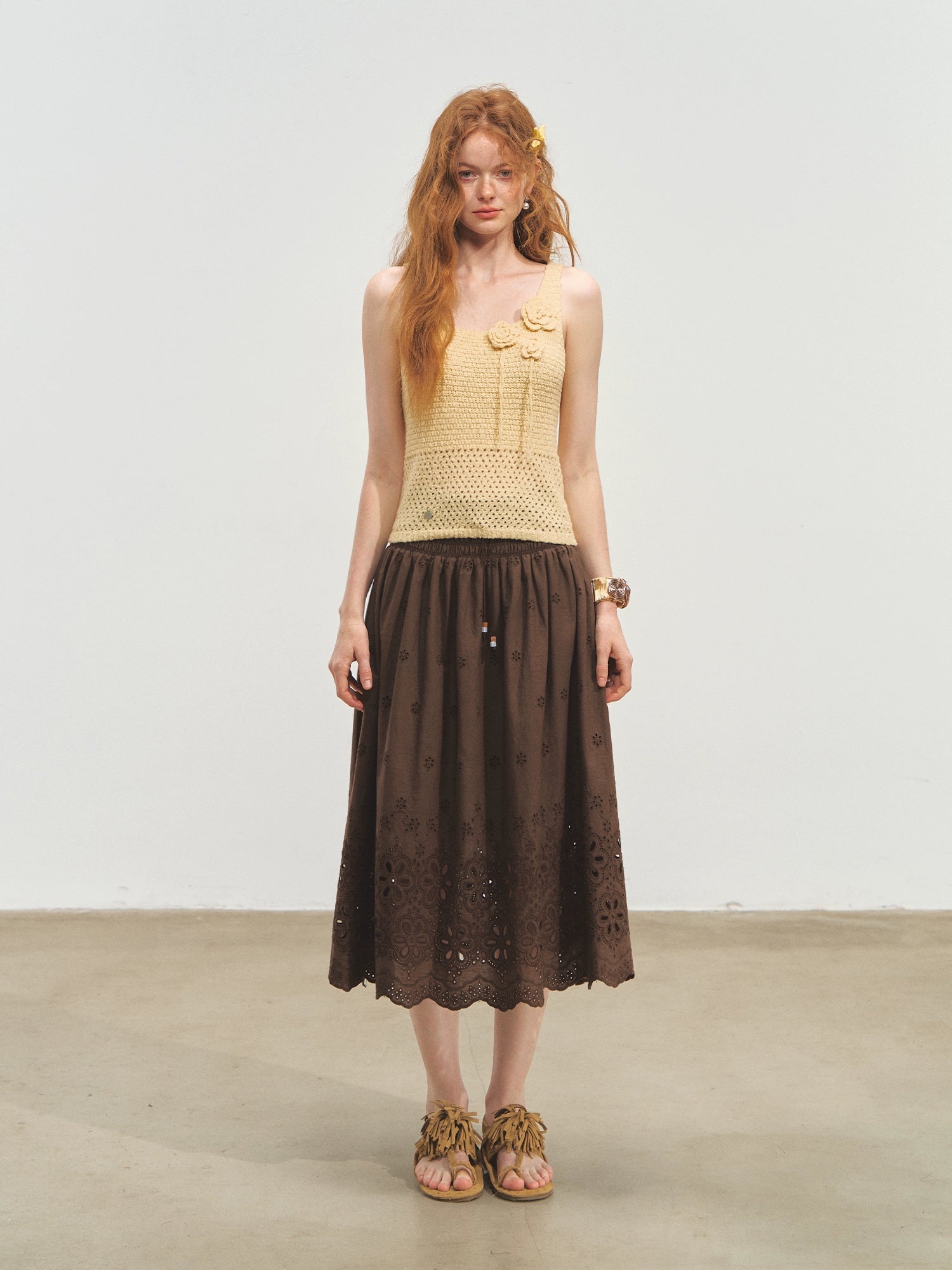 Three-dimensional Handmade Flower Crochet Tank Top - CHINASQUAD