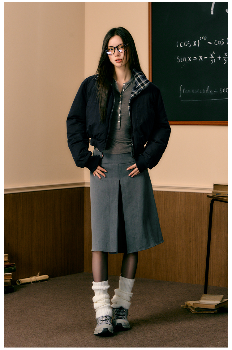 Blue Plaid Reversible Coat - CHINASQUAD