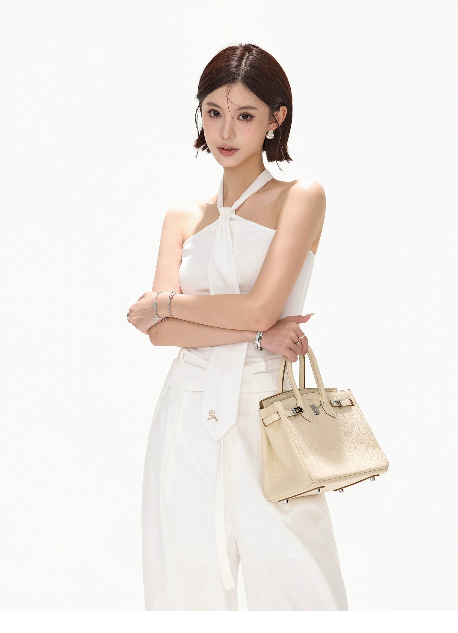 Minimalist Halter Tie Knit Bustier