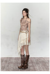 Apricot & Ombre Khaki Rose Camisole Top - CHINASQUAD
