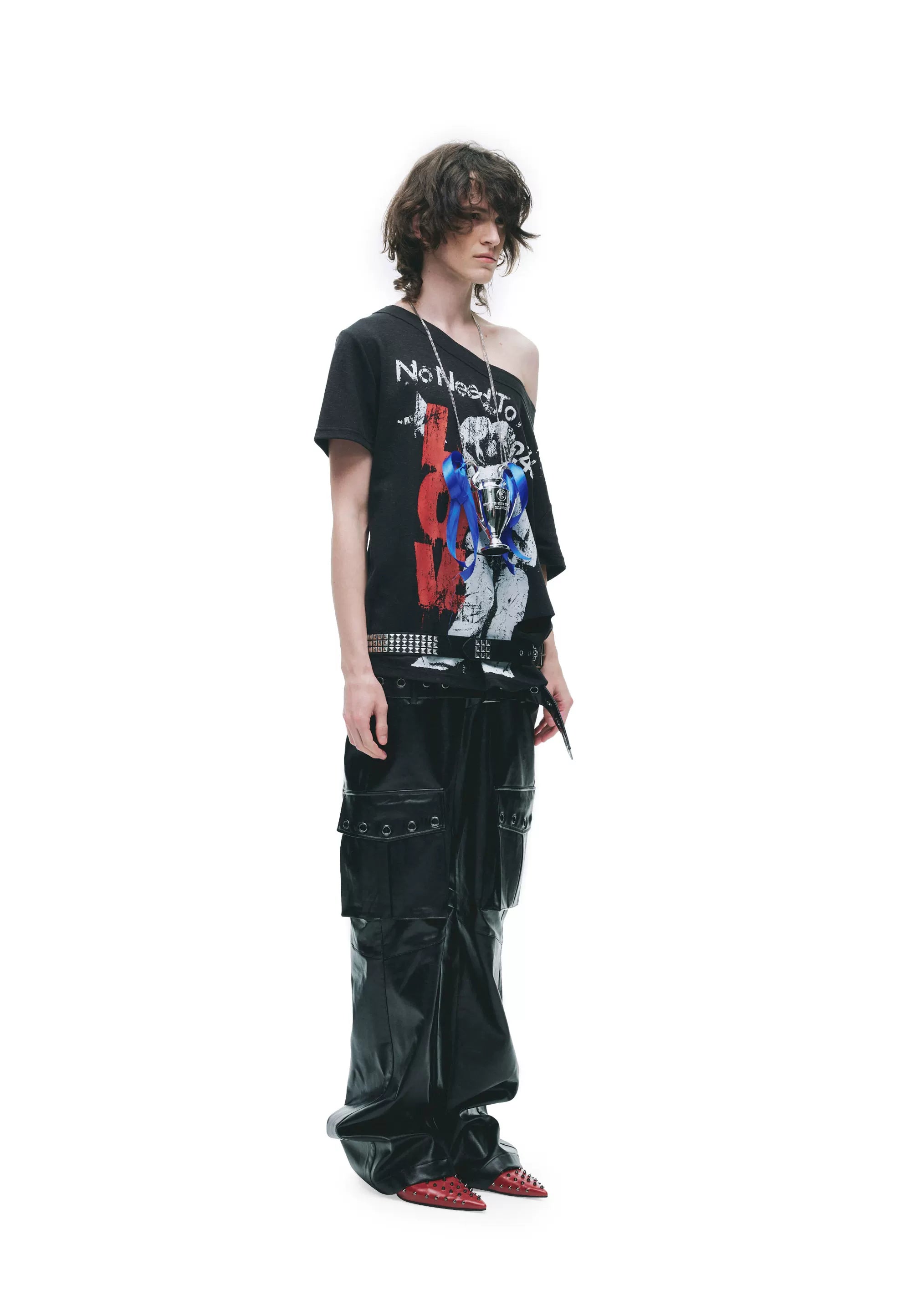 Laser-Burn Punk Graphic Oversized T-Shirt