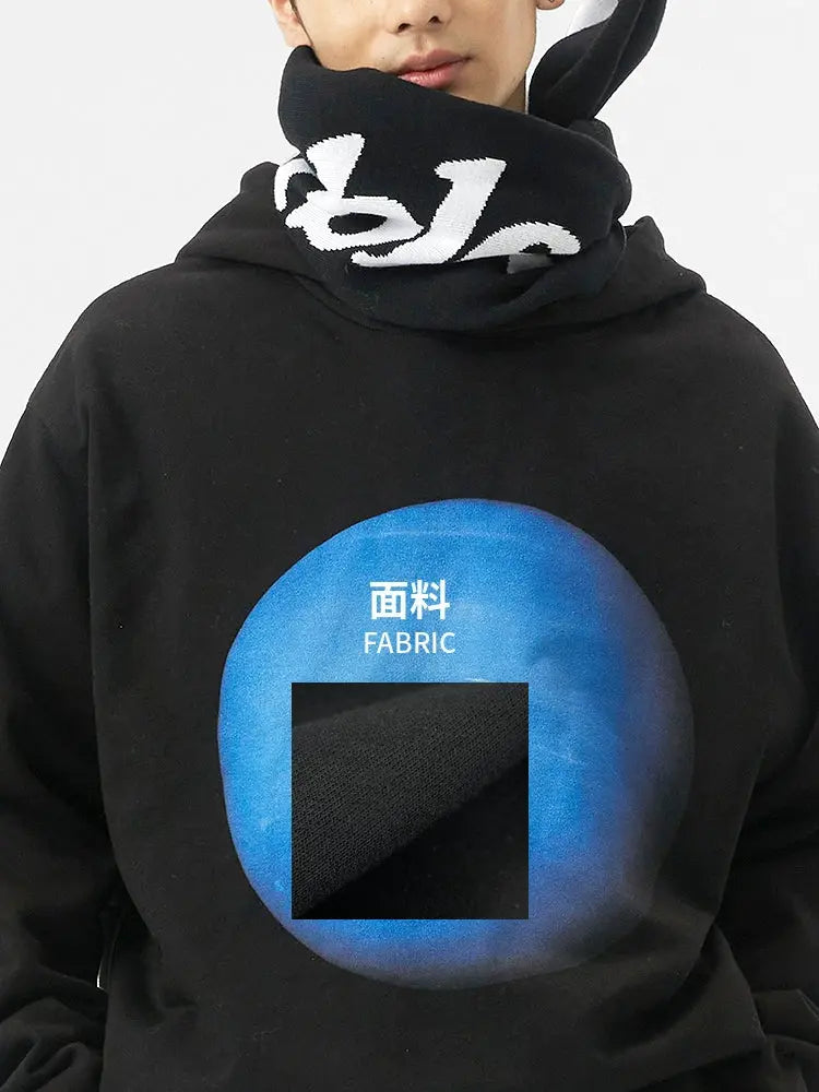 Black Washed Print Hoodie - CHINASQUAD
