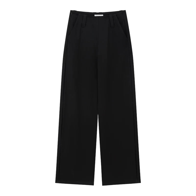 Low-Rise Fluid Tailored Wide-Leg Trousers