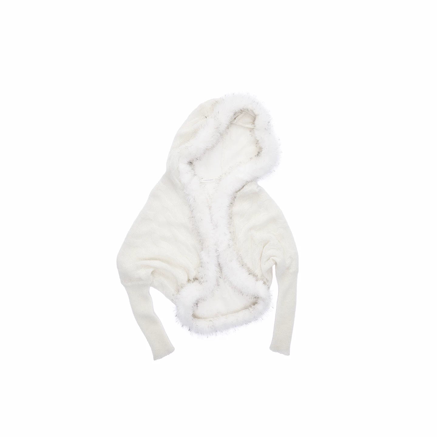 Vintage Mohair-Blend Fur-Trim Knit Cardigan