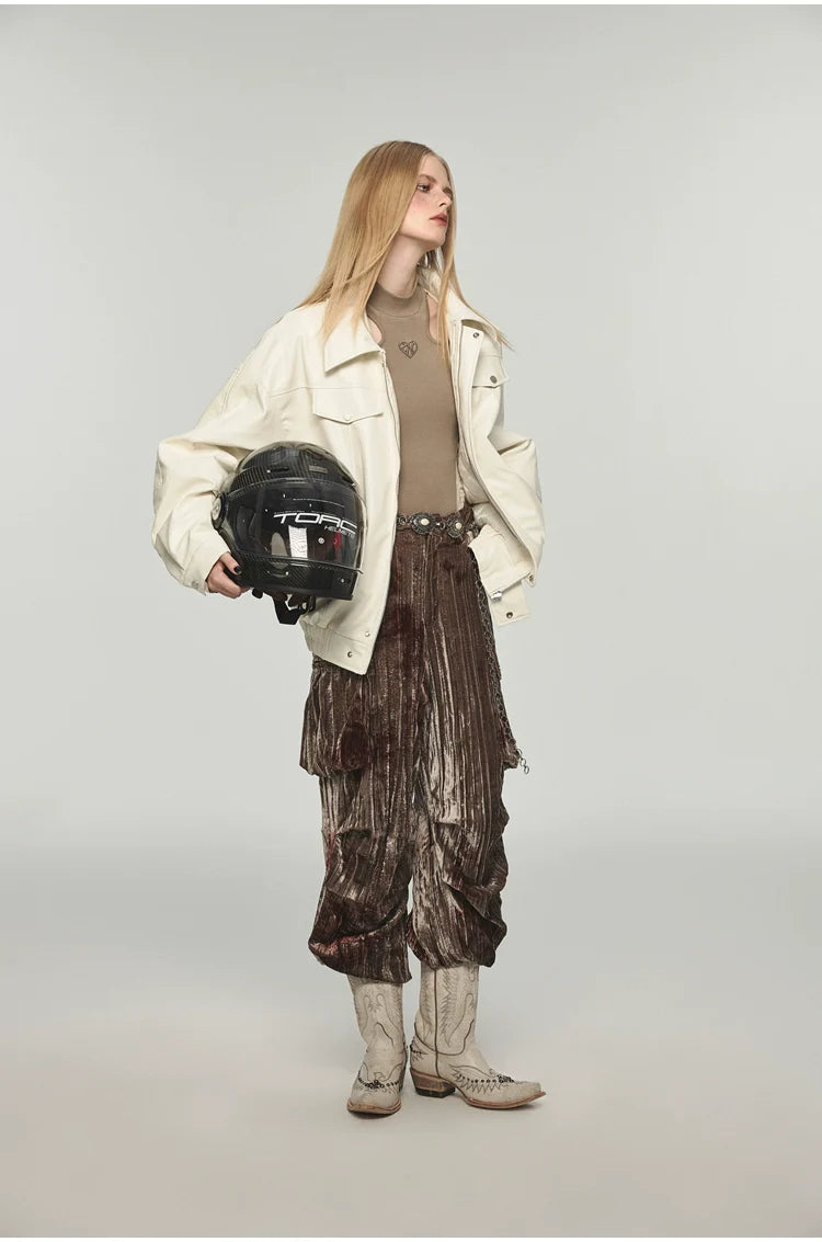 Removable Fur Collar Windproof Leather Jacket - CHINASQUAD