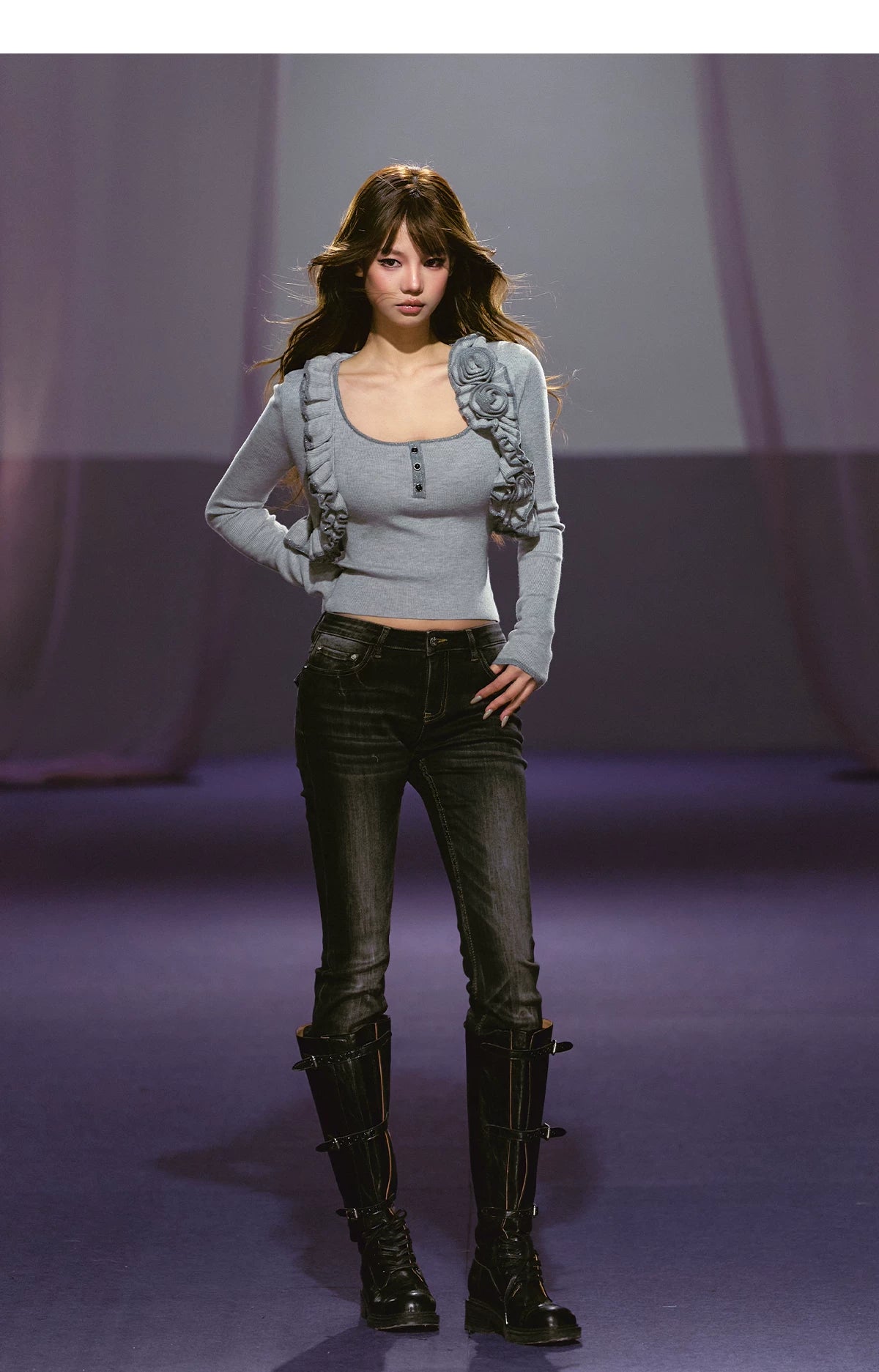 Color-block Rose Cardigan & Racerback Vest Set