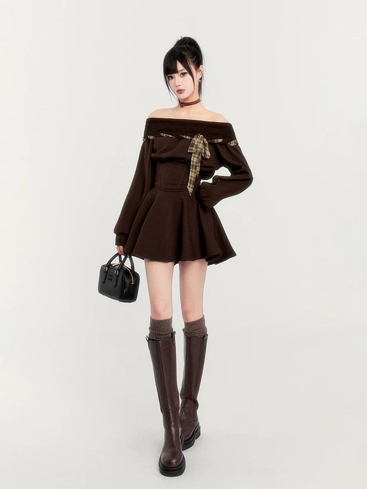 Fleece Waist-Cinching Sweatshirt Dress