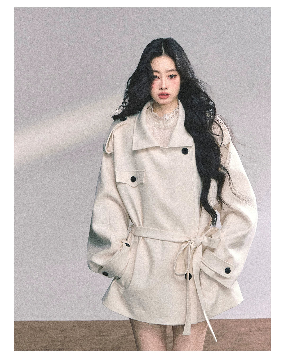 French British-Style Relaxed Wool Coat