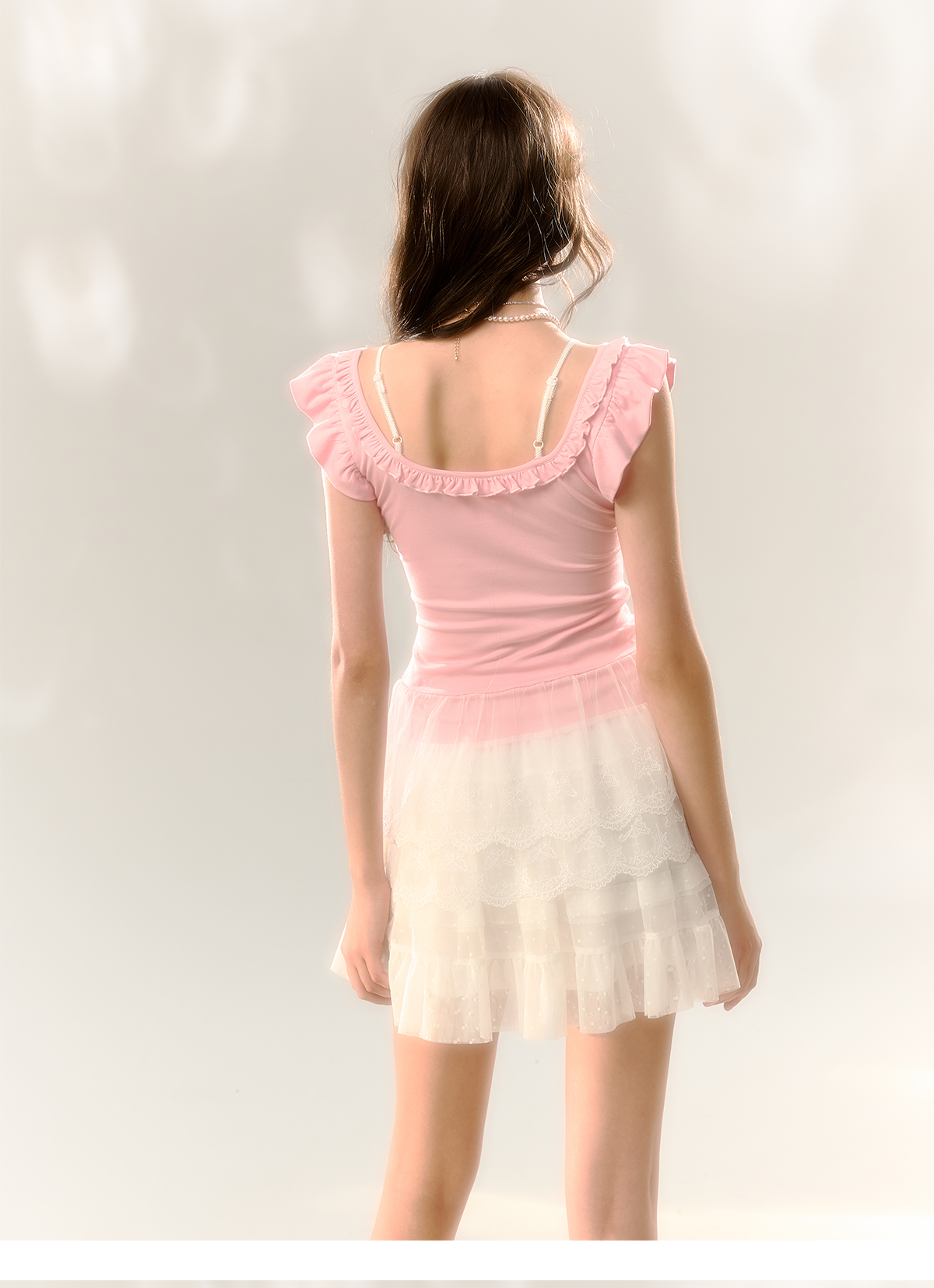 Blue & Pink Lace Trim T-shirt - CHINASQUAD