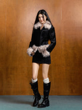 Pink Contrast Detachable Fur Chenille Jacket & Skirt Set - CHINASQUAD