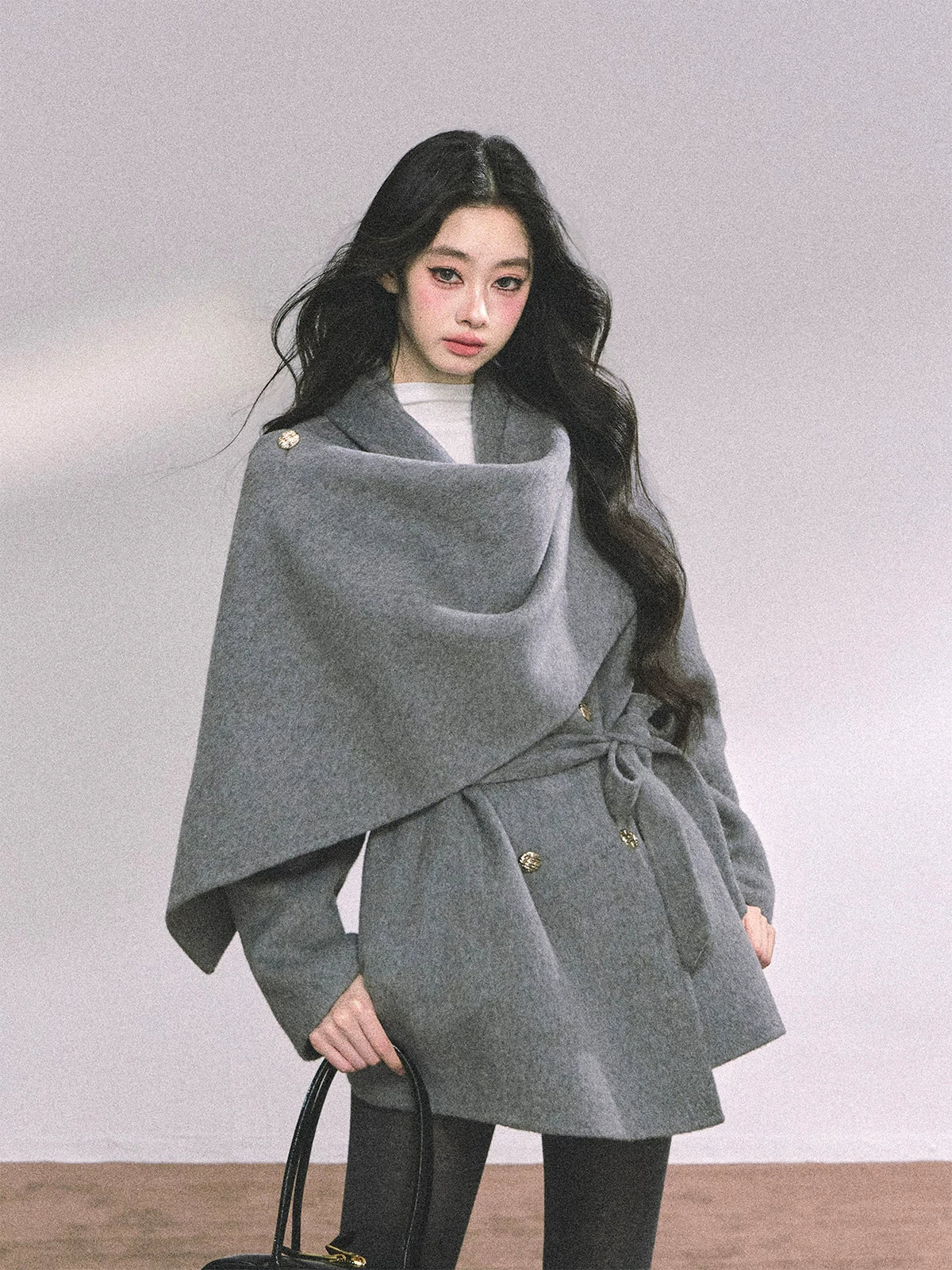 French British-Style Wool Coat