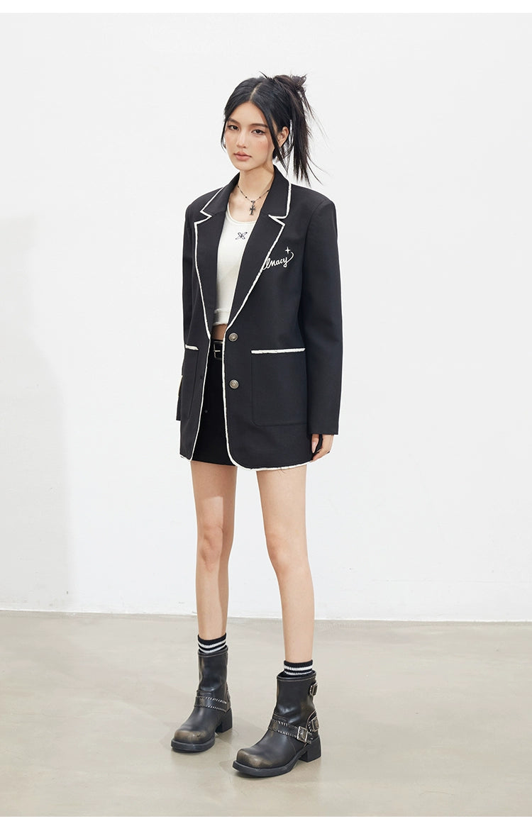 Contrast Fringe Blazer
