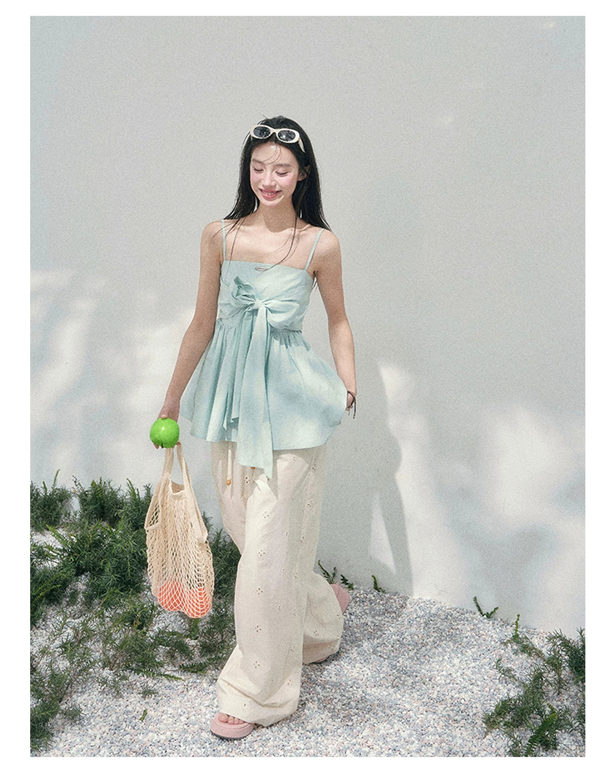 Blue Whisper Bow Camisole Top