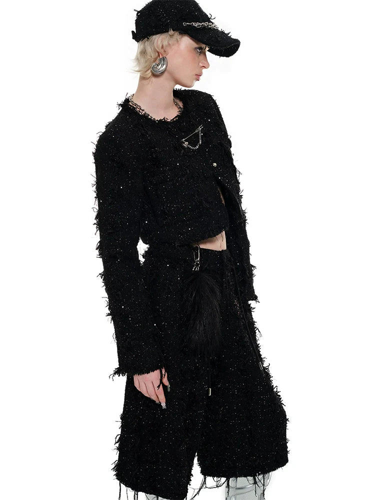 Black Tweed Short Jacket - CHINASQUAD